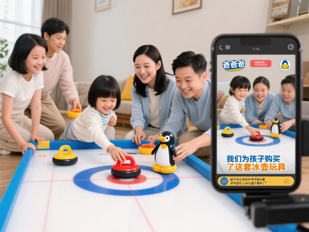 没有一个孩子能拒绝冰壶游戏！企鹅爸爸直播间 冰壶游戏 儿童游戏 儿童玩具